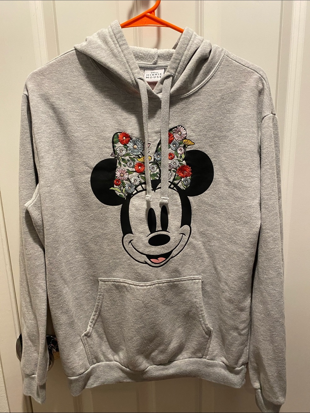 Disney Gray Minnie Mouse Floral-Bow Hoodie